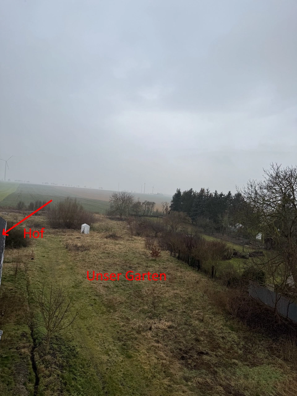 Dachgeschoss Ausblick seitlicher Garten